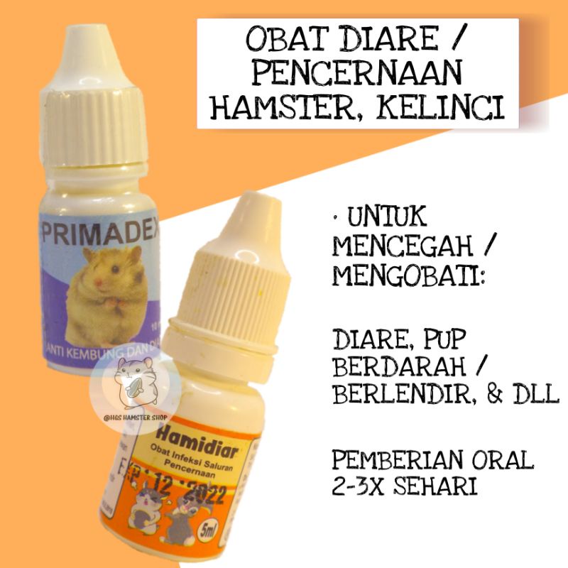 Obat Diare / Kembung / Pencernaan Hamster &amp; Kelinci | Primadex Hamidiar |