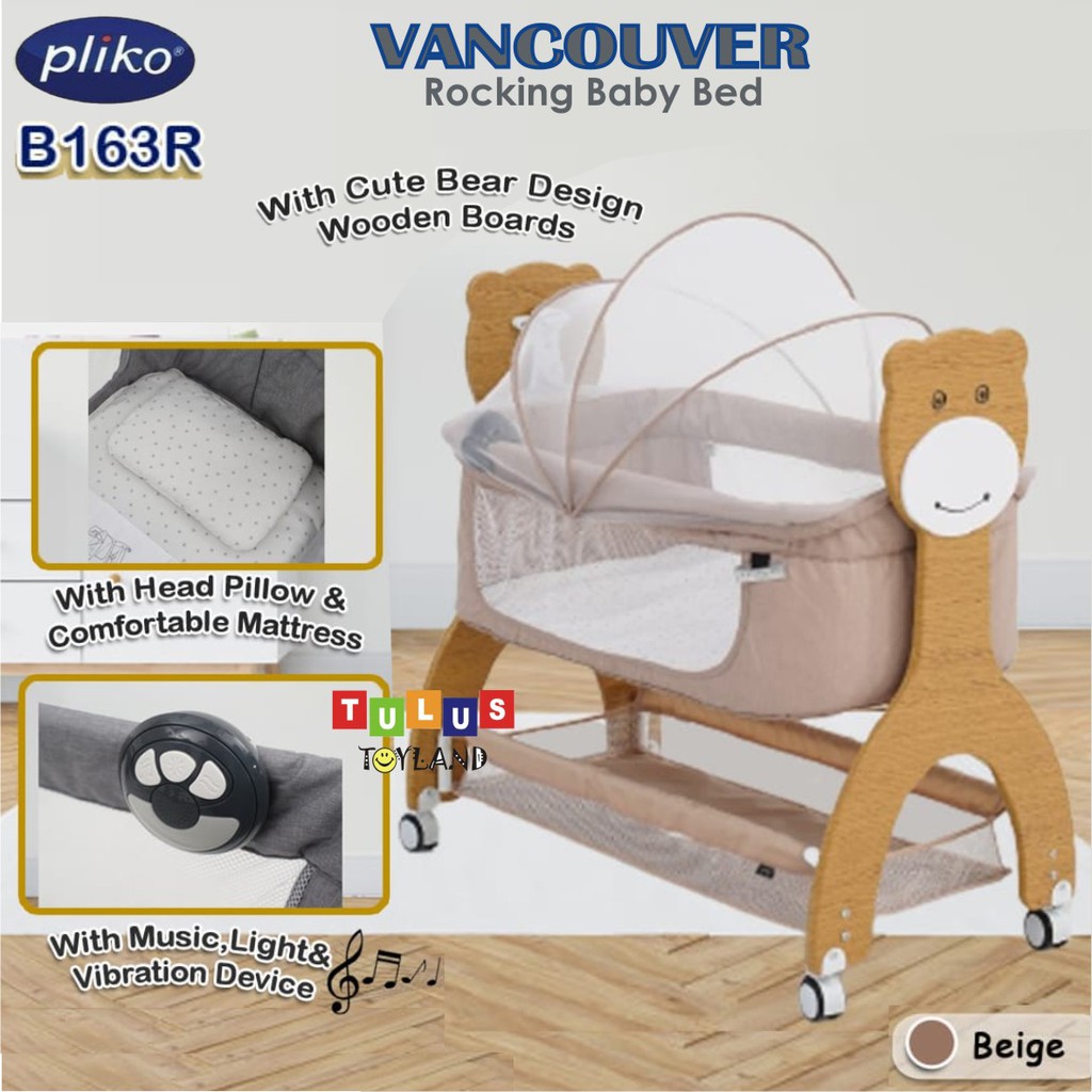 Box Bayi Pliko Vancouver Rocking Baby Bed Music Light Ayunan Bassinet Ranjang tempat tidur bayi