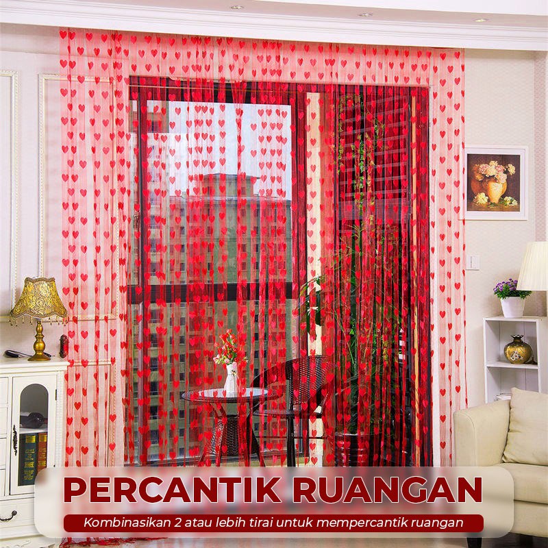 Tirai Benang Pintu Motif Love Bahan Polyester Ukuran 100x200cm Perlengkapan Rumah Tangga Dekorasi Ruang Tamu Kamar Tidur Import - Q1 - 88_Blanket Store