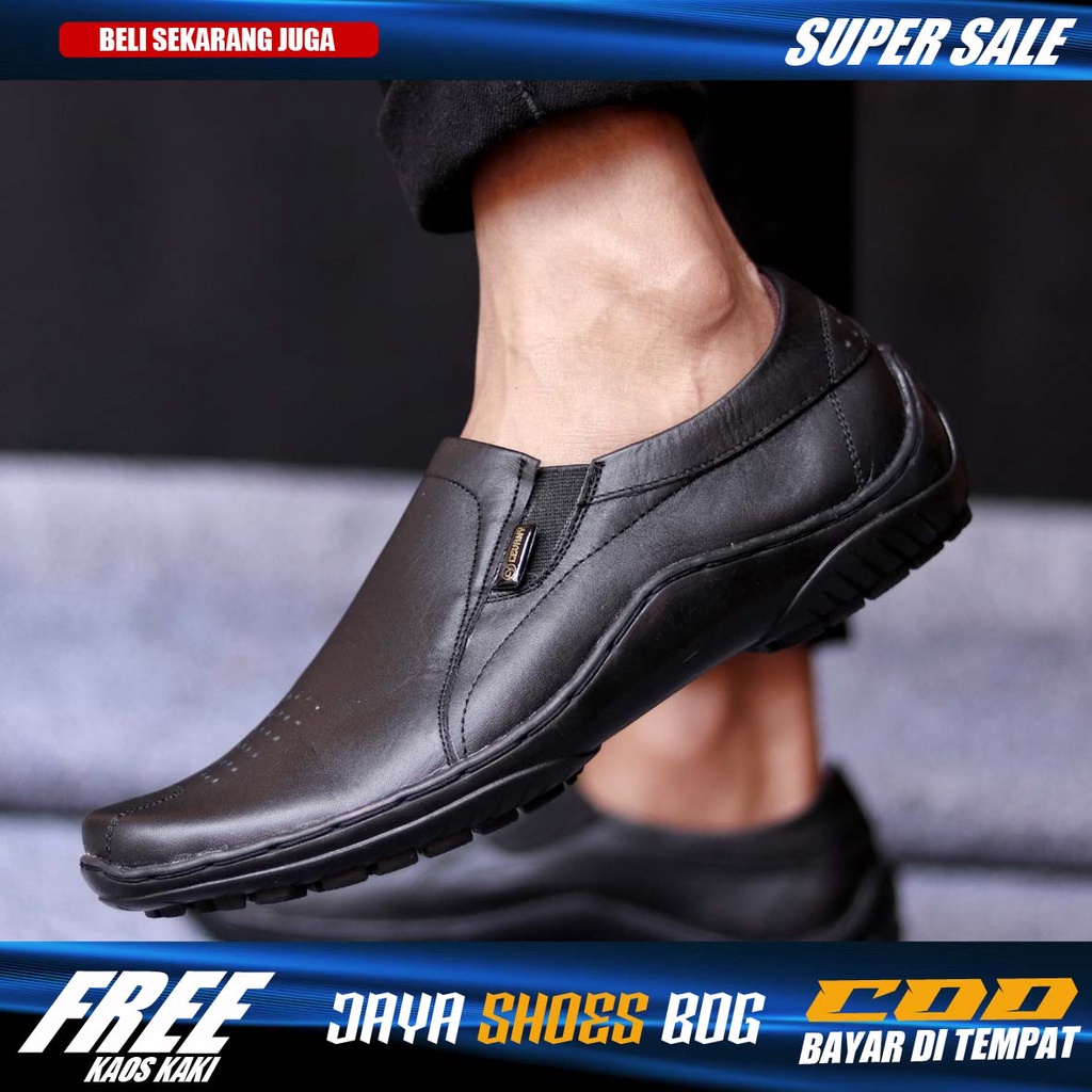 BADIL Sepatu Formal Pria Kulit Asli Slip On Casual Santai Kerja Kantor Asli Original Distro