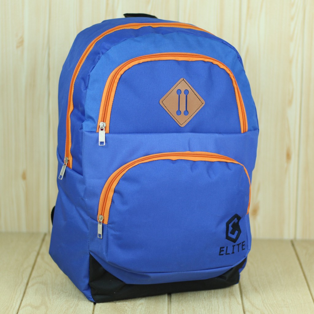 Tas Ransel Distro Elite Biru Back Pack Pria Wanita Kekinian Keren Kece Bahan Tebal Kuat Berkualitas