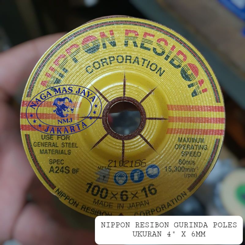 BATU GERINDA POLES NIPPON RESIBON 4 INCH / BATU GURINDA POLES NIPPON RESIBON 4" X 6MM / NIPPON RESIB