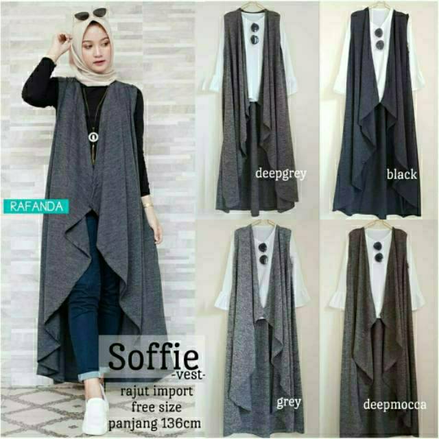 Soffie Vest, VEST RAJUT WANITA JUMBO FIT XXL Ld 100-120 BAHAN RAJUT IMPORT TERMURAH KEKINIAN OOTD SUPER CANTIK TERLARIS