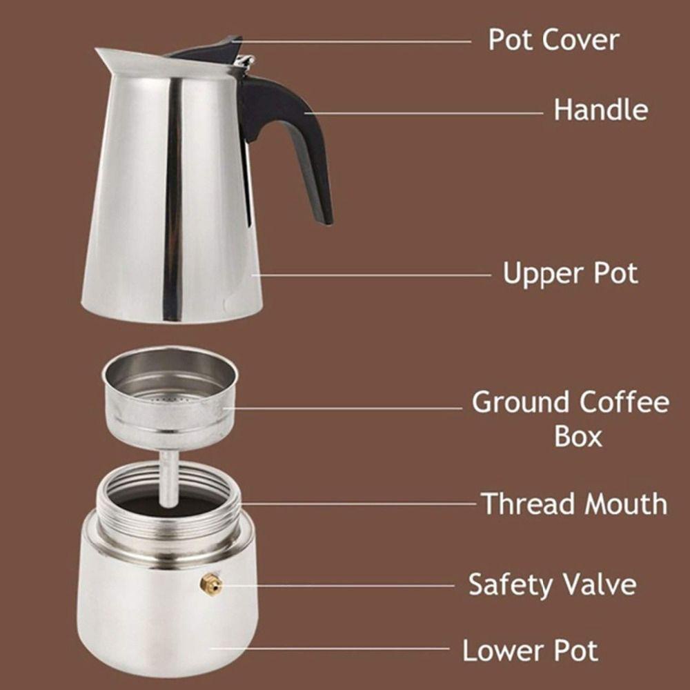 Suyo Alat Pembuat Kopi Espresso / Teh Manual Bahan Stainless Steel Tahan Panas 2 / 4 / 6 / 9 Cup