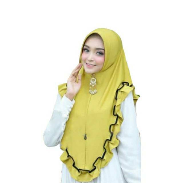 Jilbab Khimar RIVANI / Bergo Instan Rempel Jersey / Hijab Pet Antem / Kerudung Pinguin Jersey Kriwil