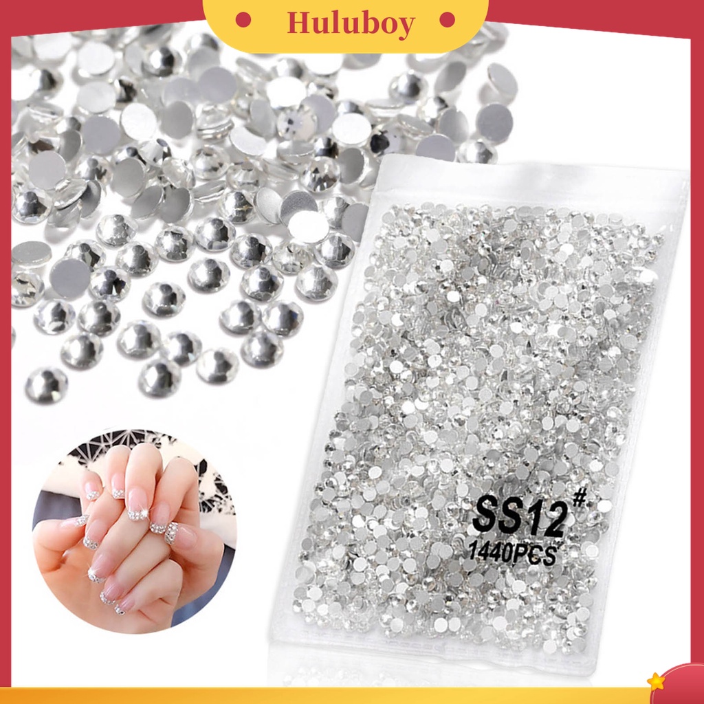 Huluboy Huluboy♡ 1440pcs Berlian Imitasi Transparan Alas Datar Untuk Dekorasi Manicure / Case Handphone DIY