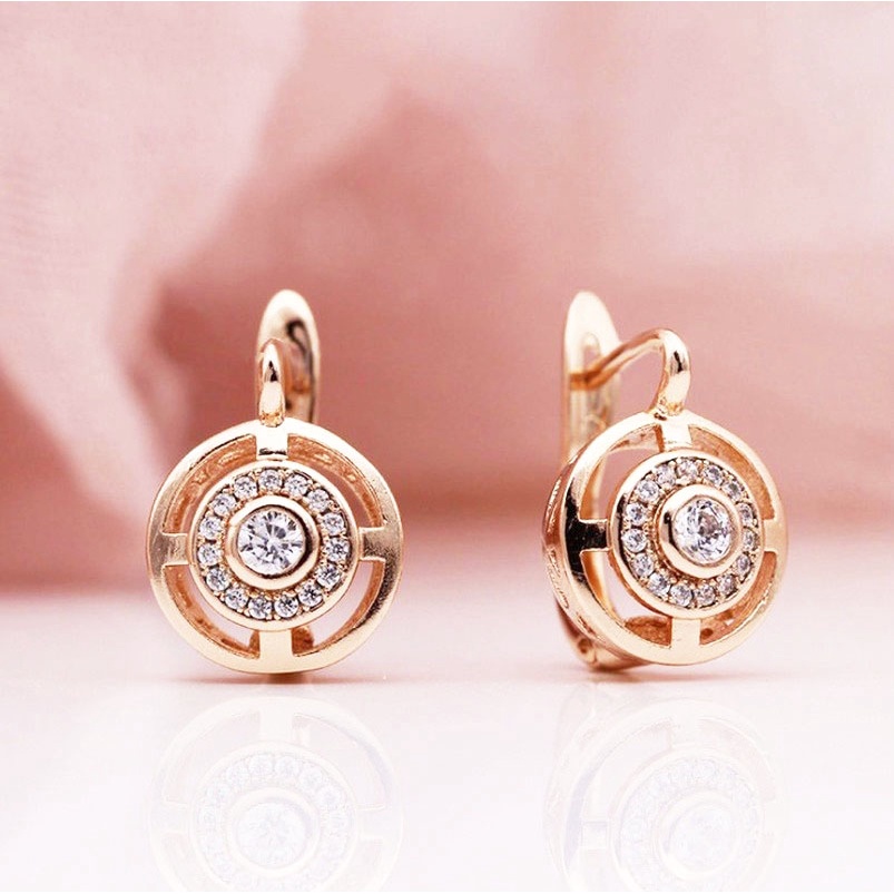 Anting Bentuk Kepingan Salju Warna Rose Gold Untuk Wanita