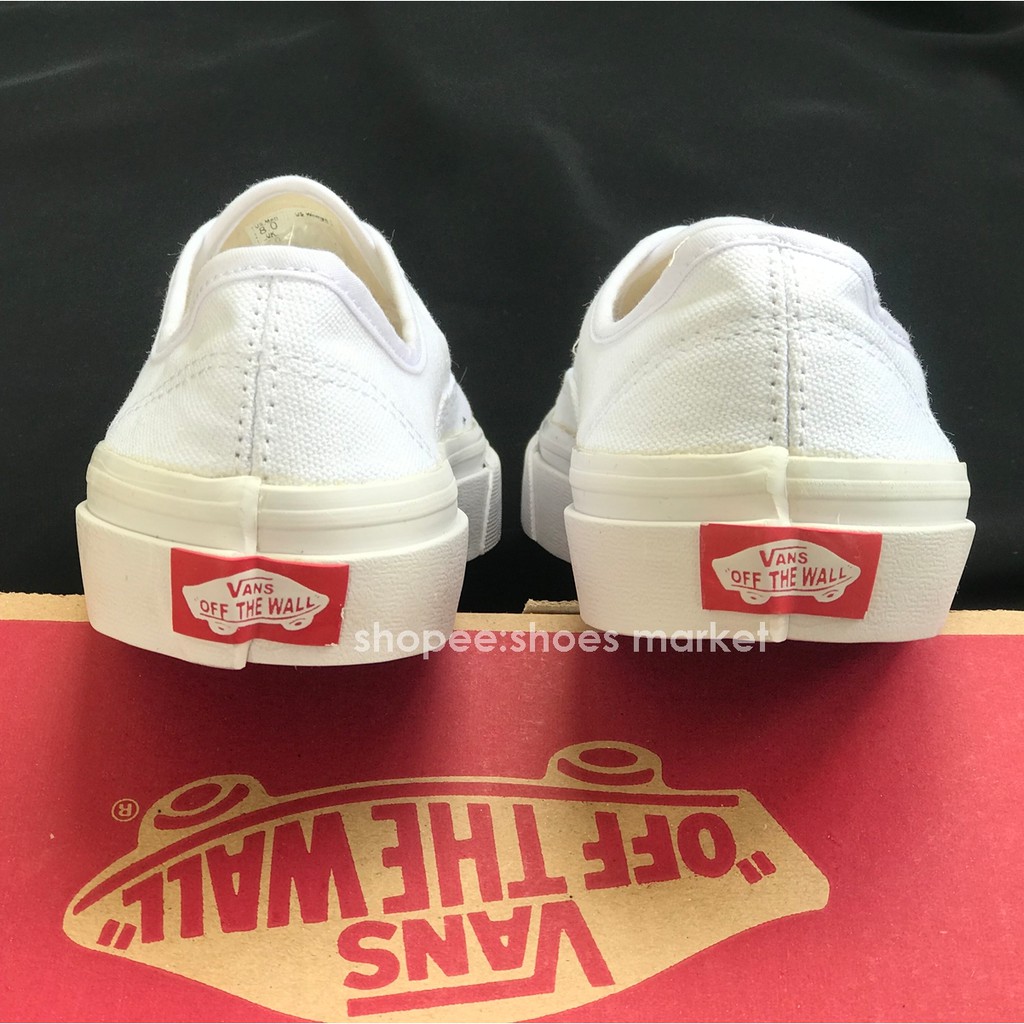 Vans Authentic All White Full Putih Sepatu Couple Sneakers Tali