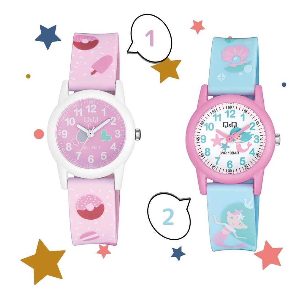 Q&amp;Q QNQ QQ ORIGINAL RUBBER BAND VR99J011-020Y Ready Jam Tangan Anak Anti Air CHEERFULL STYLE