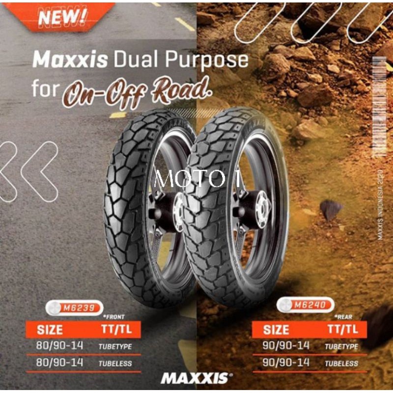 BAN MAXXIS DUAL PURPOSE [PILIH VARIAN 80/90-14,  90/90-14] TUBELESS