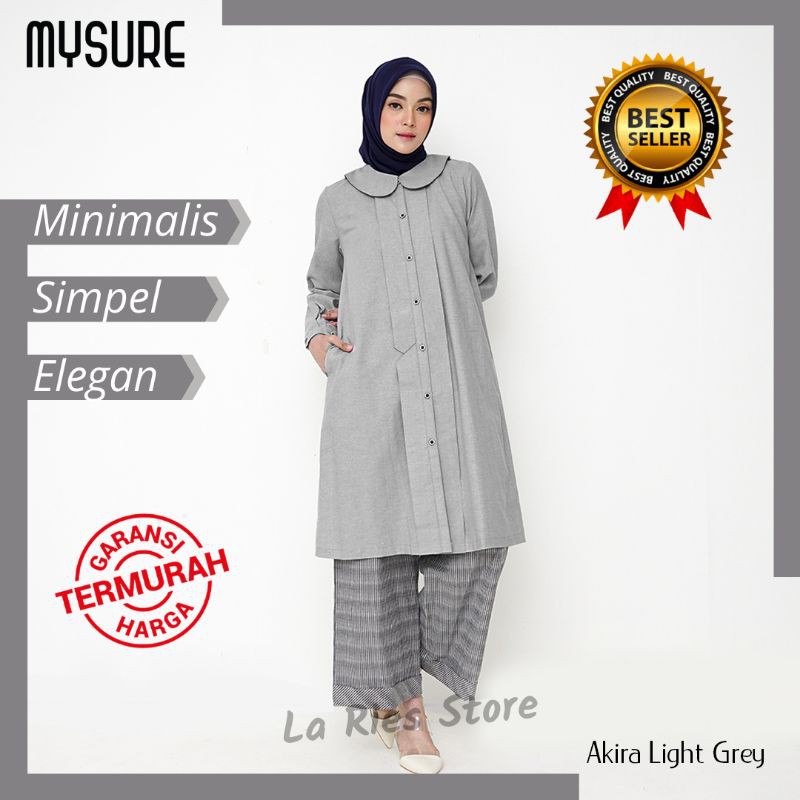 Baju atasan fashion muslim long tunik tunic kantor wanita murah terbaru cantik putih AKIRA mysure