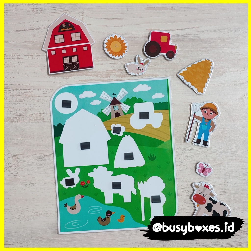 [busyboxes.id] mainan edukasi anak 2 tahun busy page mencocokan bayangan / mainan edukasi montessori paud preschool mencari bayangan farm petani