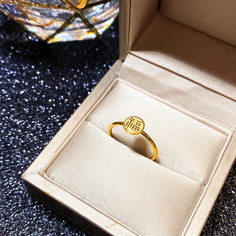 Cincin Emas 18k Bahan Titanium Asylum Gaya China Untuk Wanita