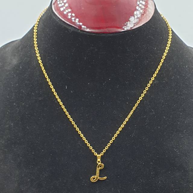 Paket kalung plus liontin huruf L S T K  mewah elegant 875 #301018