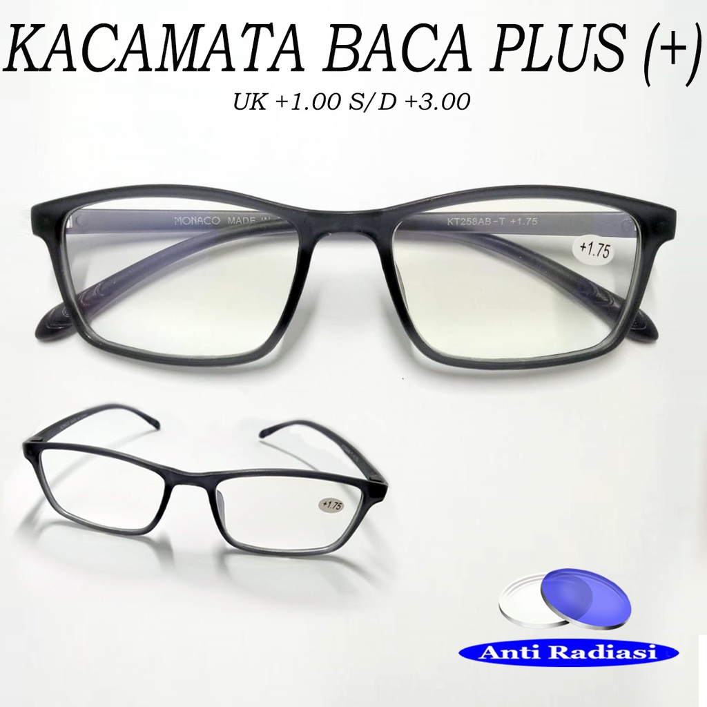 Kacamata Baca Plus (+) ANTI RADIASI Kacamata Pria dan Wanita Reading Glasses Kaca mata Rabun Dekat