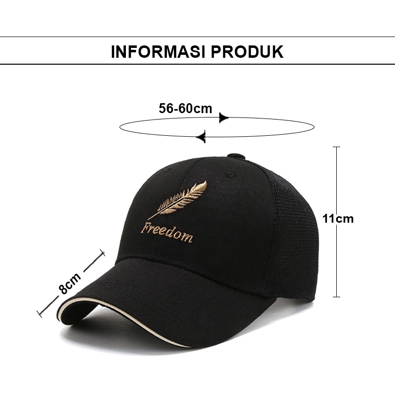 TOPI PRIA WANITA DISTRO FREEDOM BASEBALL CAP IMPORT POLOS BAHAN TEBAL HIGH QUALITY KOREA FASHION TRT