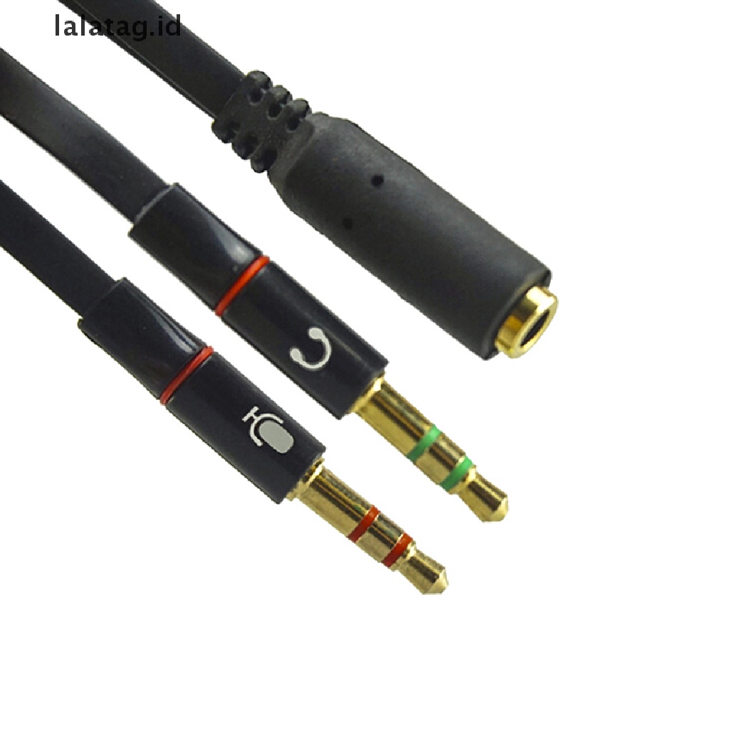 (Flyag) 1pc Adapter Splitter Y 3.5mm 2 Jack Male Ke 1 Female Untuk Headphone / Mic (ID)