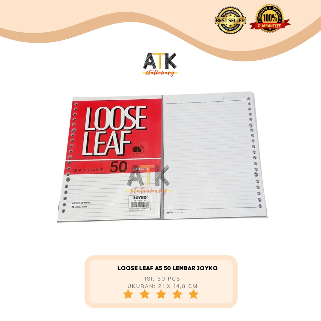 

Loose Leaf (Kertas File) A5 Joyko 50 Lembar atk
