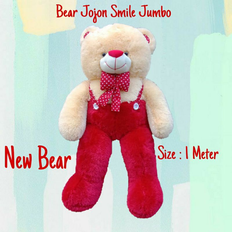 Boneka Bear Jojon  Smile Jumbo Merah - Boneka Bear Jumbo 1 Meter - Boneka Bear Murah