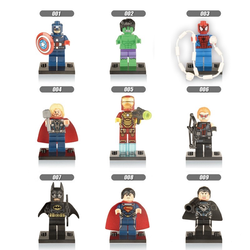 35pcs / Set Mainan Balok Bangunan Super Heroes / Captain America / Spiderman / Batman