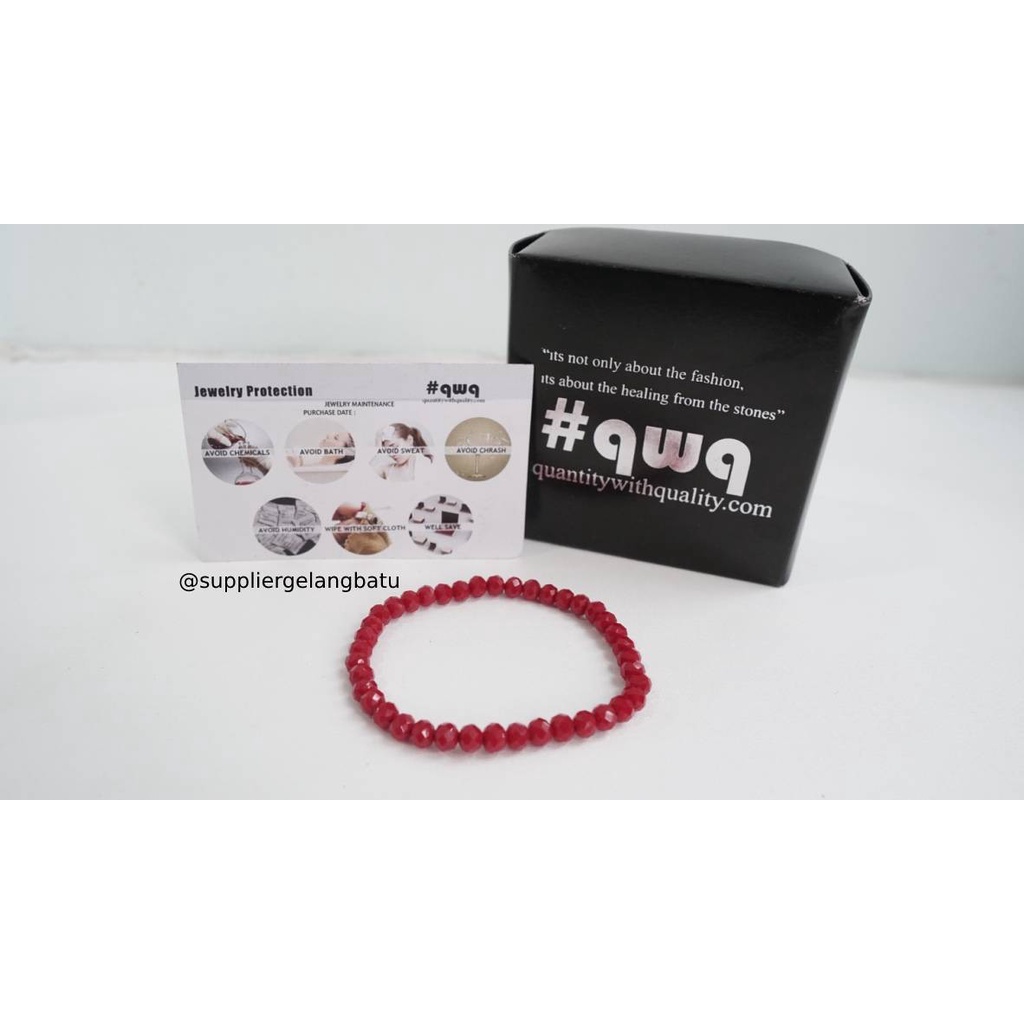 gelang kristal ceko MERAH MAROON premium aksesori tangan premium bonus