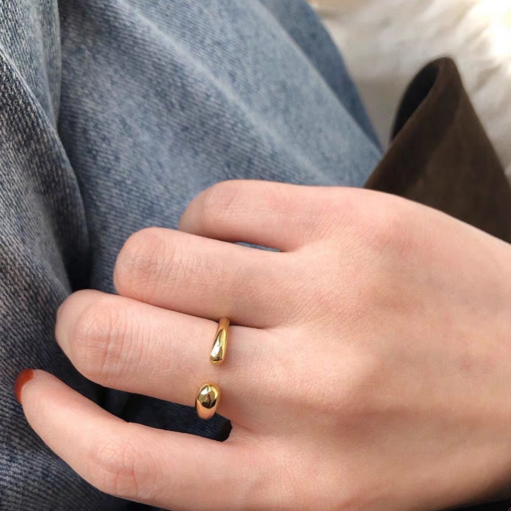 Mxbeauty Cincin Model Terbuka Bahan Metal Desain Geometri Warna Warni Gaya Punk / Minimalis Adjustable Untuk Wanita