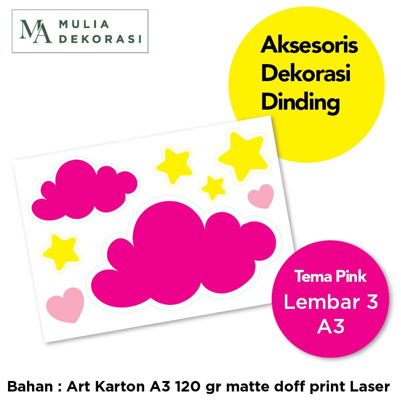 Aksesoris Dekorasi Dinding Aqiqah Khitan Ulang Tahun Laser A3 Sticker Paper 150gram 3 LEMBAR