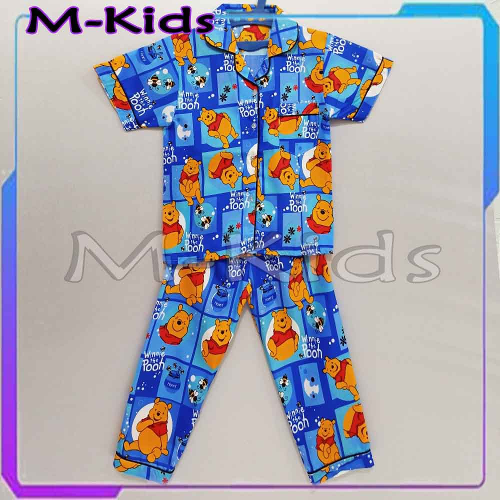 MKids88 - Baju Setelan Katun Piyama Anak Gambar Minion Bear Winnie The Pooh CAR Teddy Bear OWL