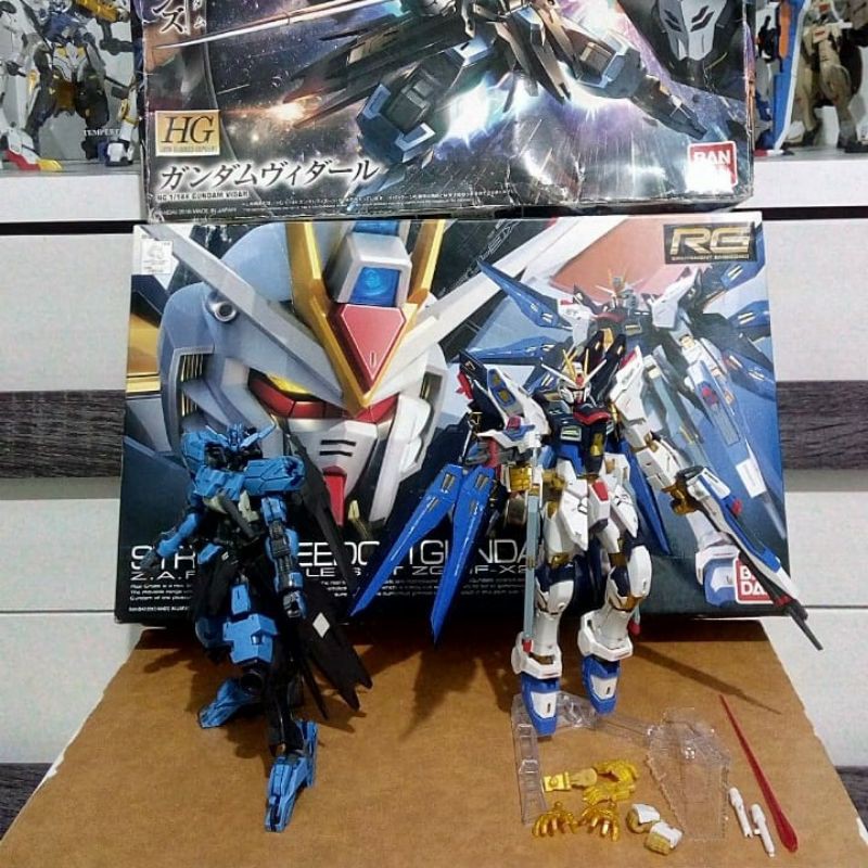 RG Strike Freedom + HG Vidar 1/144 Gunpla Paket Gundam Second/Bekas