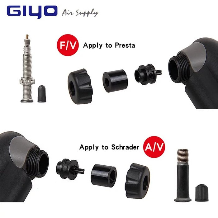 Giyo GP 41s Air Supply Pompa Sepeda Portable meteran pressure gauge