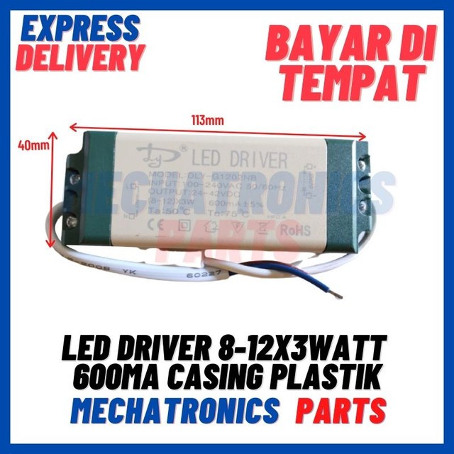 [DSP-9414] LED DRIVER 8-12X3WATT 600mA CASING PLASTIK