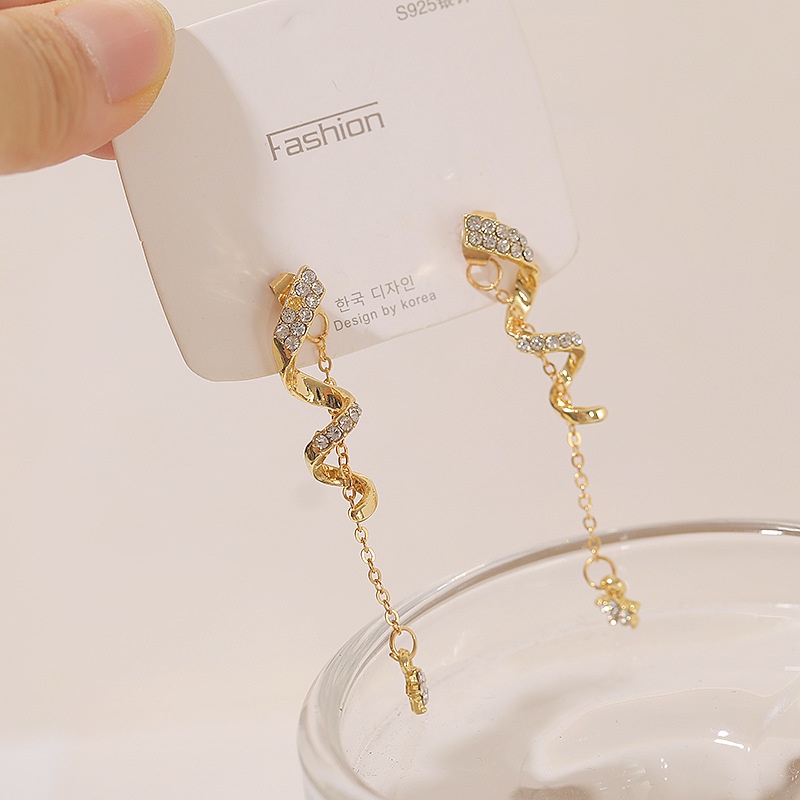 Sterling silver jarum Korea twisted rumbai bintang elegan murah hati anting-anting online influencer