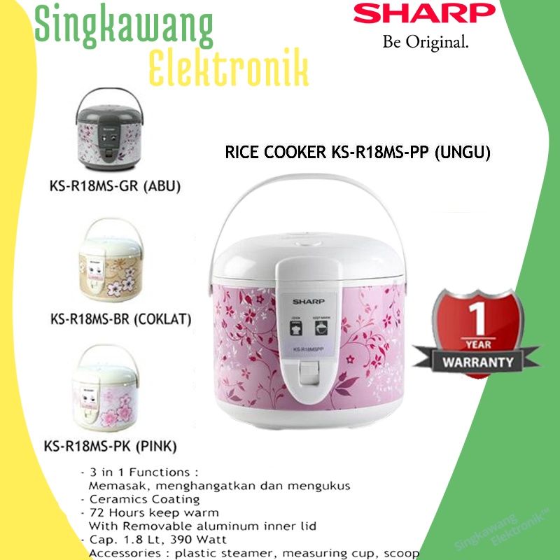 Jual RICE COOKER SHARP KSR18MSPK/GY/BR/PP 1.8 LITER Shopee Indonesia