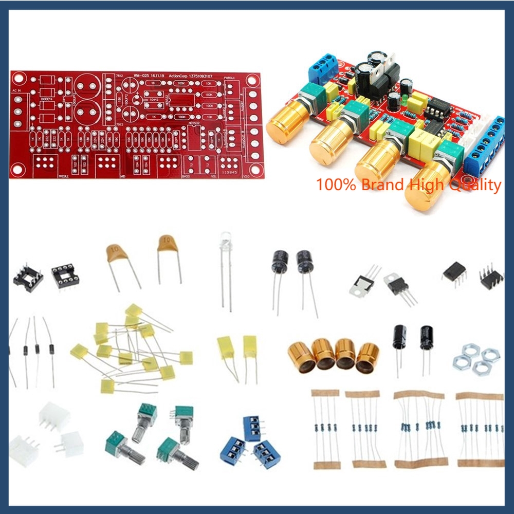 [IN STOCK/COD]NE5532 Preamp Pre-amplifier Tone Board Elektronik DIY Kits Treble Alto Bass Volume Control