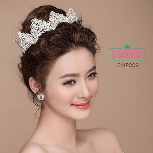 [BISA COD] MAHKOTA WEDDING HAIRBAND AKSESORIS PENGANTIN CROWN BROKAT CMP002