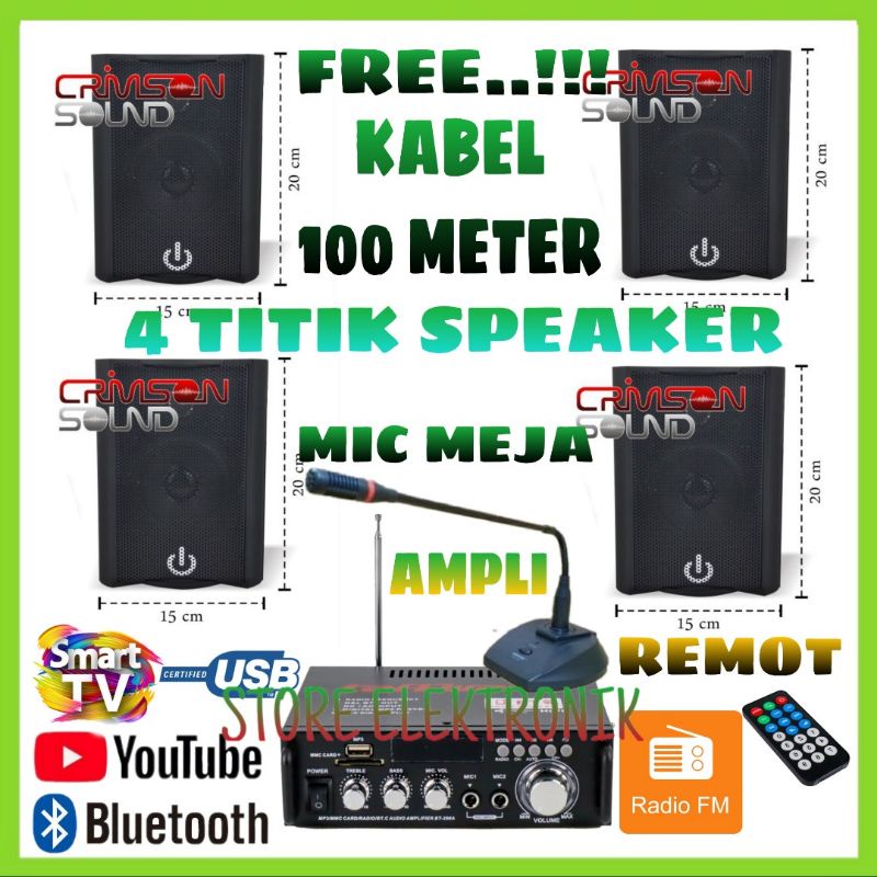 Paket Sound ruangan Cafe Dan restoran Speaker 4 Inch Crimson Cr 402 ( Terima Intalasi )