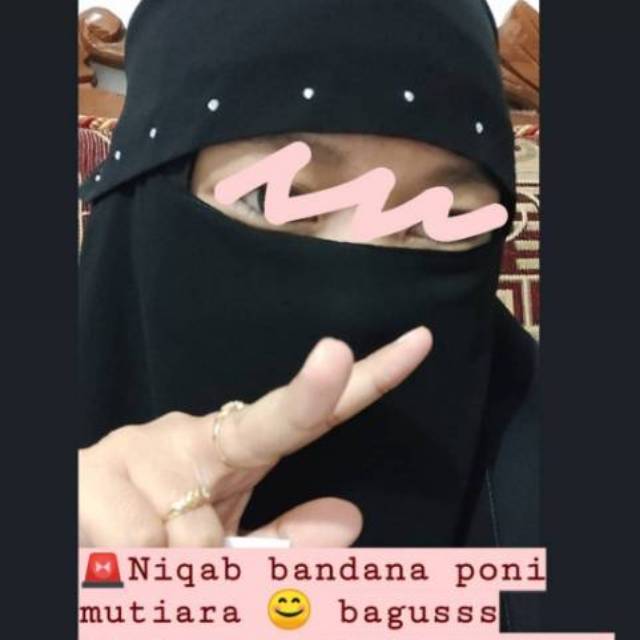 Niqab Cadar Bandana Poni Mutiara/ Sifon Silky
