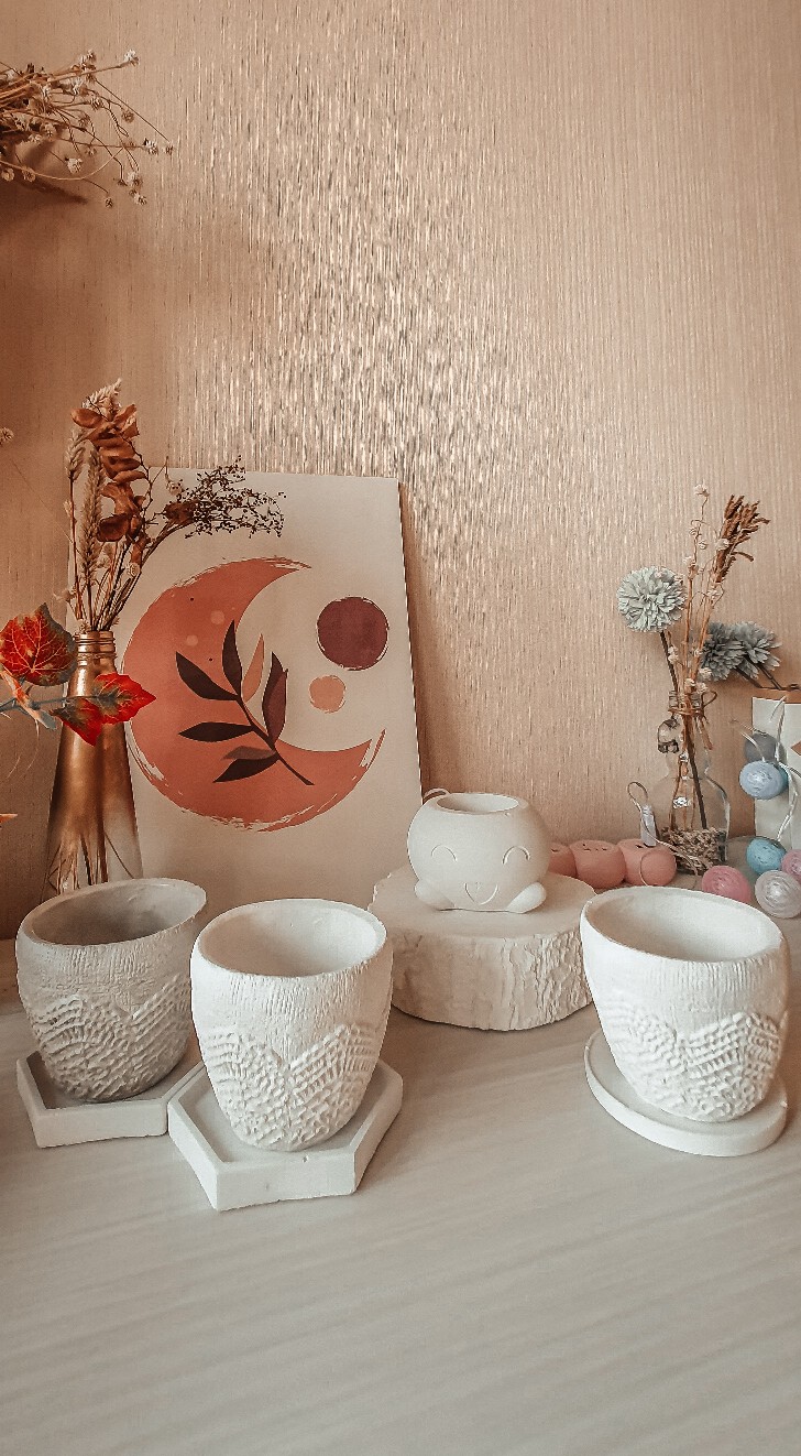 [tdp 33] Alas Tatakan Coaster Semen Concrete Tanaman Sukulen Dekorasi Indoor Hias Unik Kecil Diy