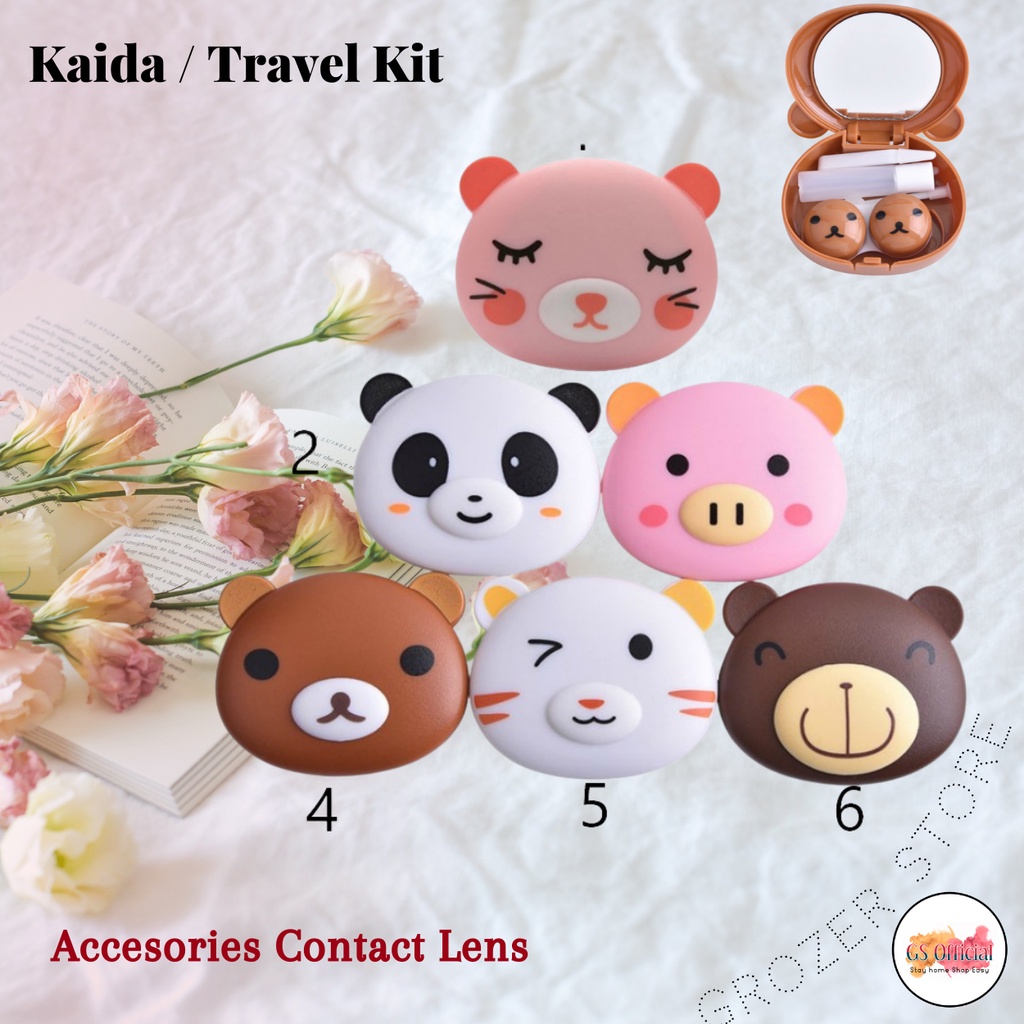 (COD) TEMPAT SOFTLENS | KAIDA | KOTAK TRAVEL KIT MODEL ANIMAL LUCU