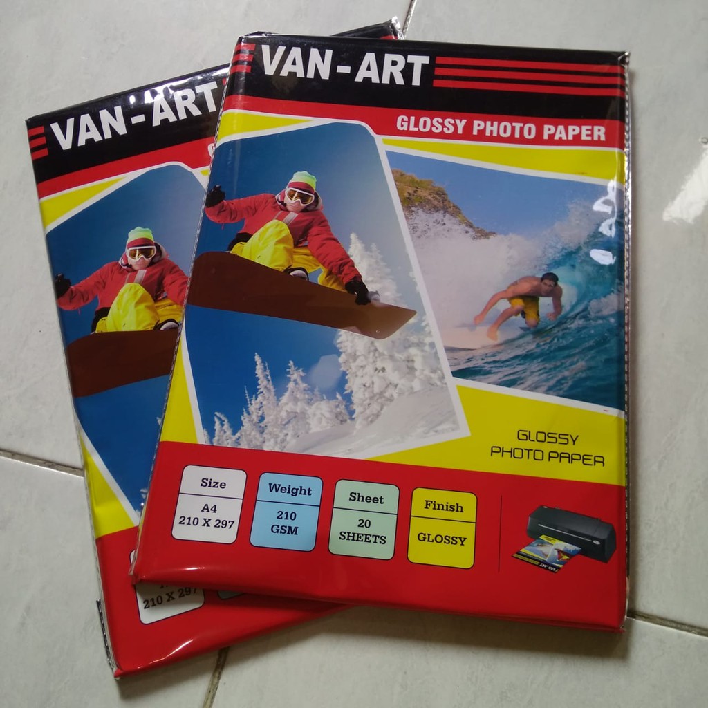 Jual KERTAS FOTO GLOSSY PHOTO PAPER A4 210GSM VANART isi 20lembar