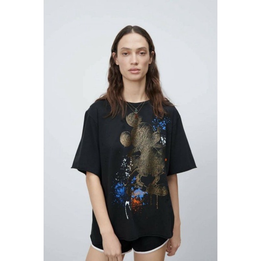 T-shirt ZARA X DISNEY MICKEY UNFINISH BLACK