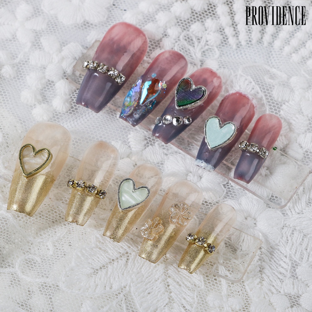 Providence 10Pcs / Set Stiker Kuku Motif Hati 3D Untuk Dekorasi Nail Art / Manicure DIY
