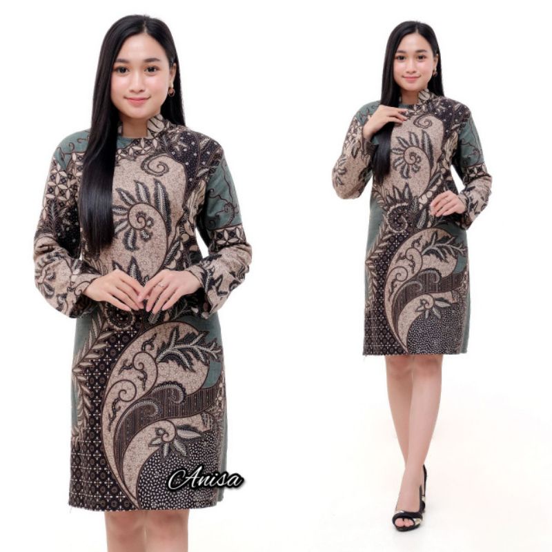 ATASAN BATIK WANITA MODERN BAJU BATIK KANTOR WANITA BATIK NEW BLUS BN