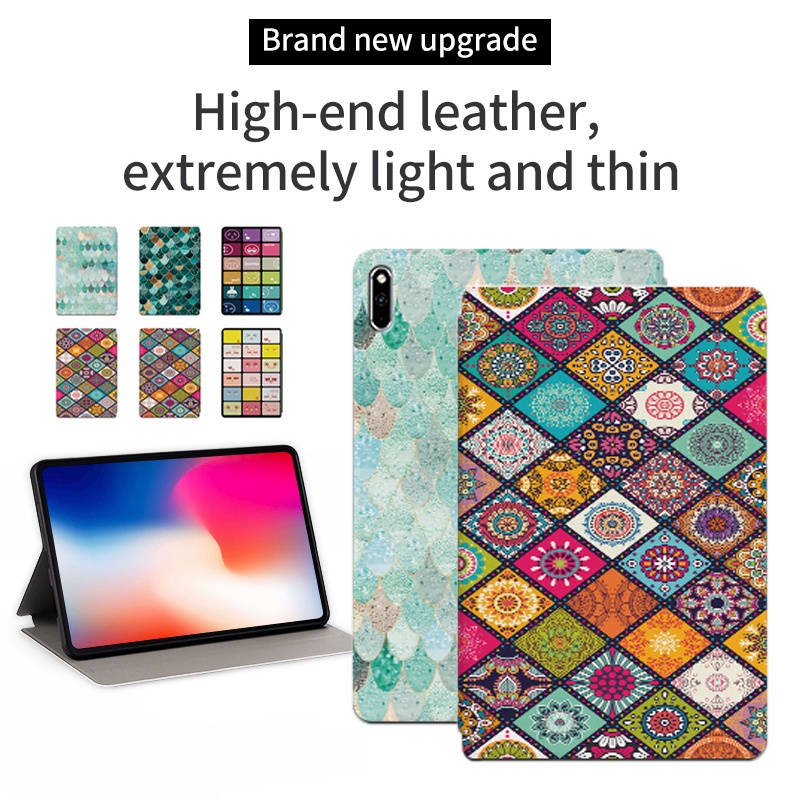 Casing Flip Tablet Untuk Huawei MatePad Pro 10.8/5G (2021.2019) Hard Stand Cover MRR-W29 MRX-AL09 MRX-AL19 MRX-W09 MRX-W19 Fashion Fancy Color Lattice Series Leather Case