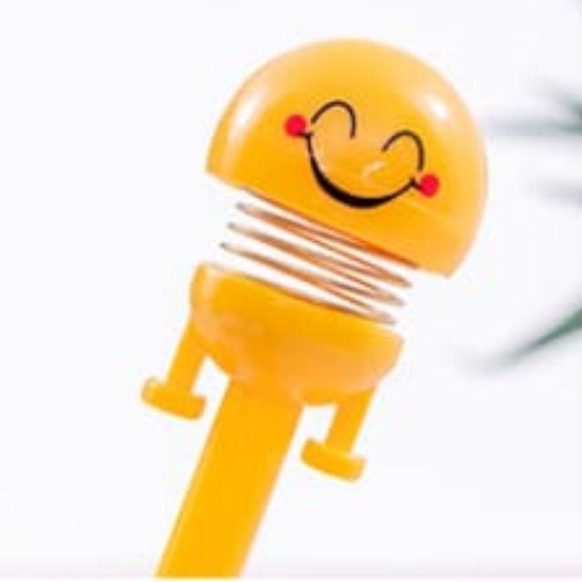 Pena Emoticon Per Karakter Unik Lucu Emoji Karakter Smile Spring Doll Pen Import Pulpen Motif-5. Smile 😊