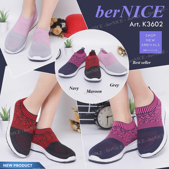 Promo bernice kk3602 import ori sepatu fashion sport flat slip on