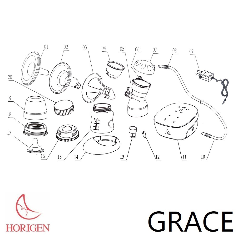 Horigen GRACE Rechargeable 3D Breastpump Pompa ASI Portable