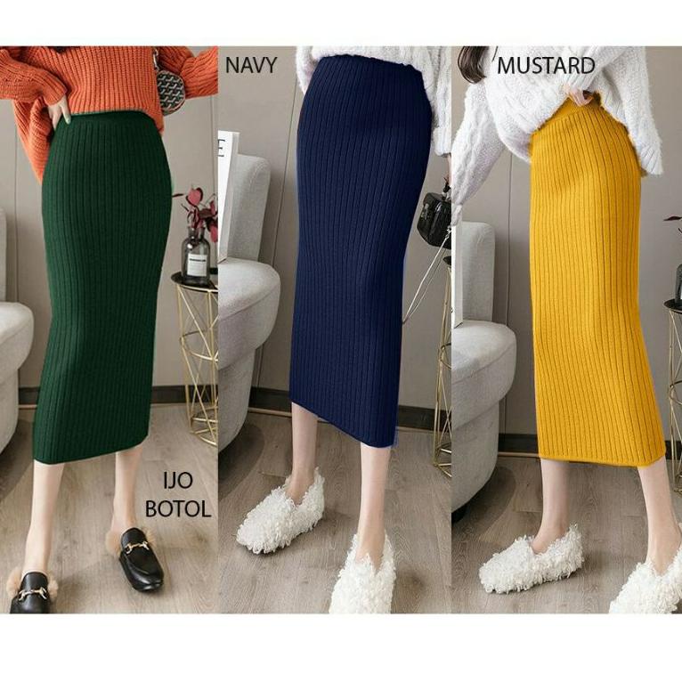 Rok Rajut Span knitted  pendek pum /ROK Rajut Korea 7/8//ROK Kerja Wanita  J2F1