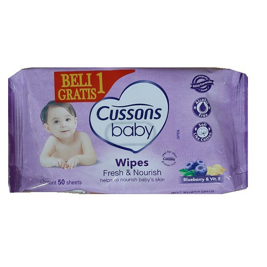 Cussons Baby Wipes Soft &amp; Smooth 45s - Tissue Basah Beli 1 Gratis 1 (Tersedia varian aroma)