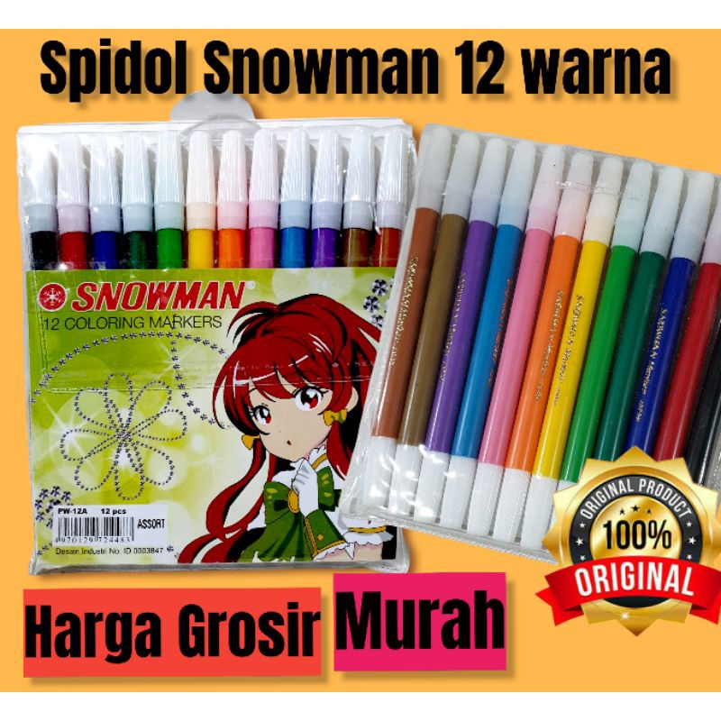 

( MURAH)SPIDOL KECIL 12 WARNA SNOWMAN COLORING MARKER PENCIL TYPE
